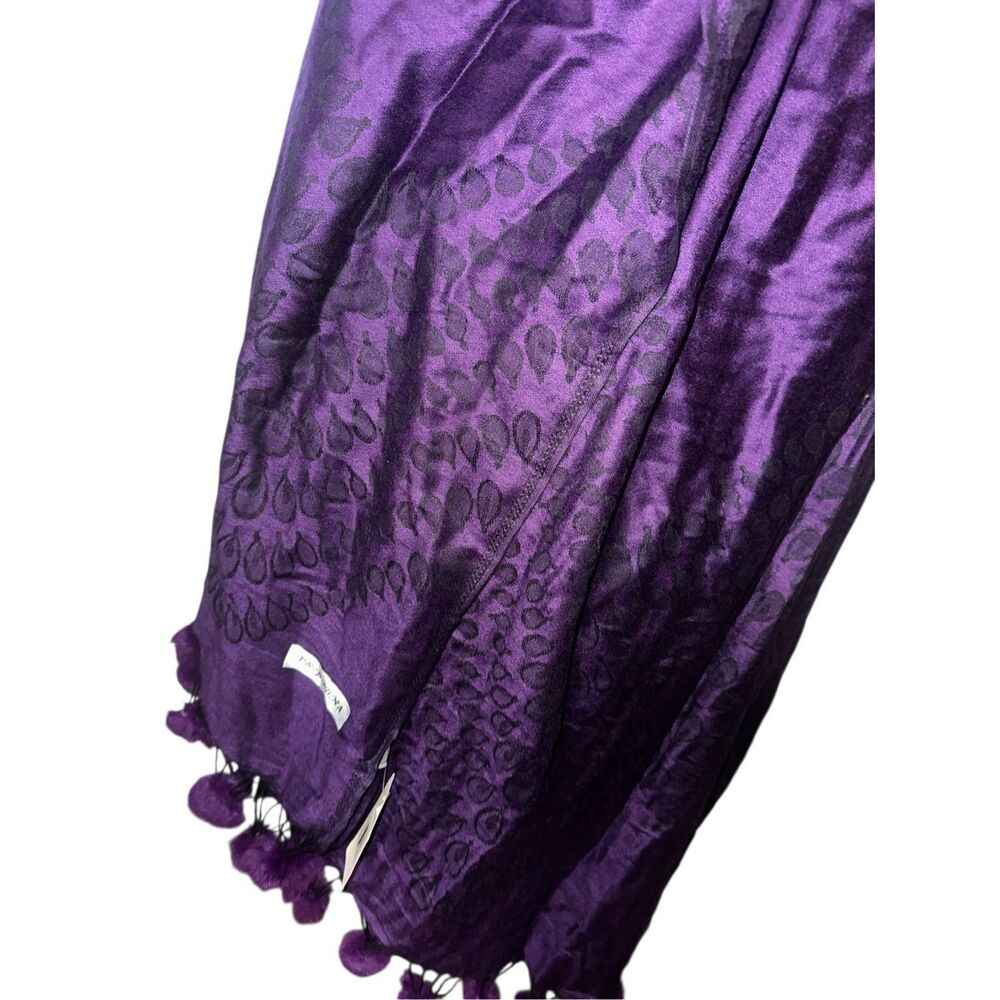 NEW WITH TAGS Pashmina VERY MODA Scarf Women's Scarf Wrap Shawl PURPLE/BLACK Wr - Picture 3 of 11